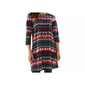 Celebrate Together Brushed Print Holiday Swing Dress Size XL